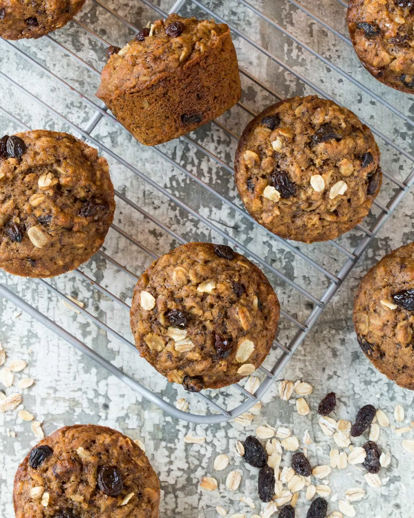 Whole Wheat Oatmeal and Raisin Muffins