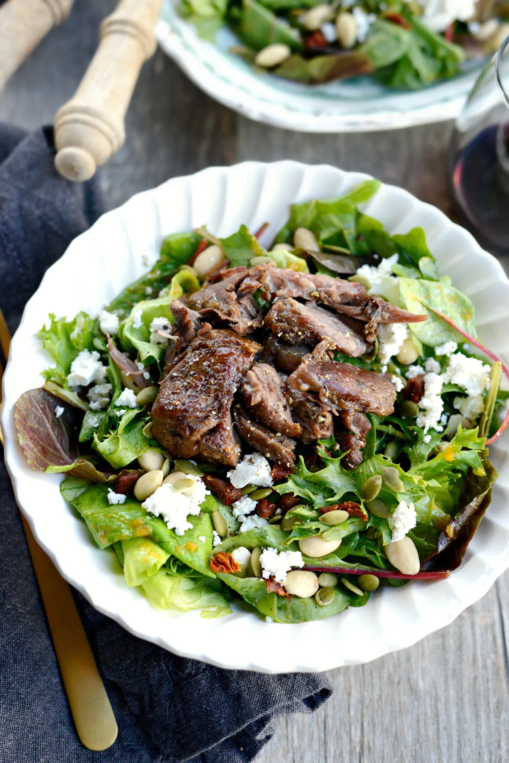 Wine Braised Lamb Salad with Pumpkin Vinaigrette