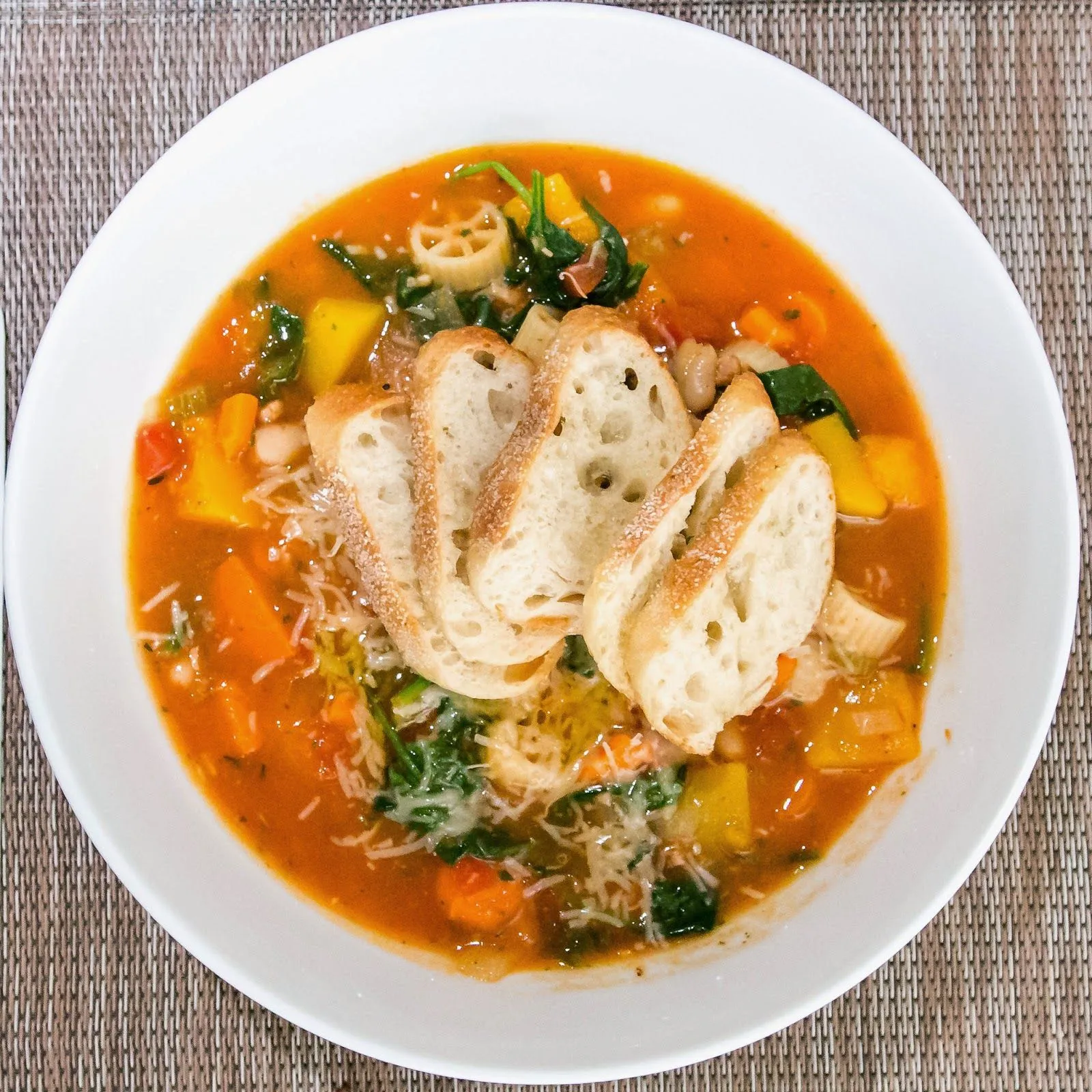 Winter Minestrone Soup with Garlic Bruschetta