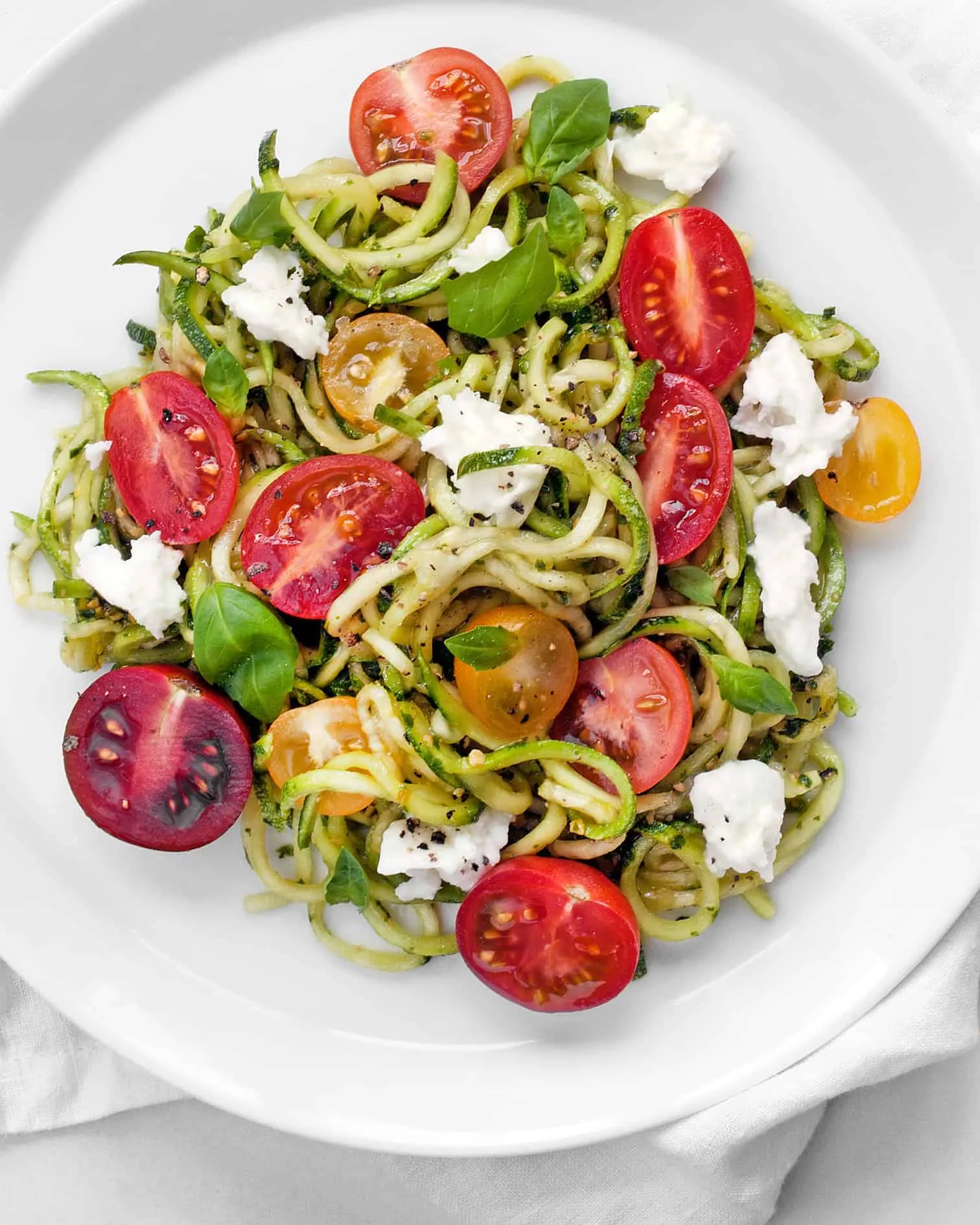 Zucchini Noodles with Slow Roasted Cherry Tomatoes and Cream