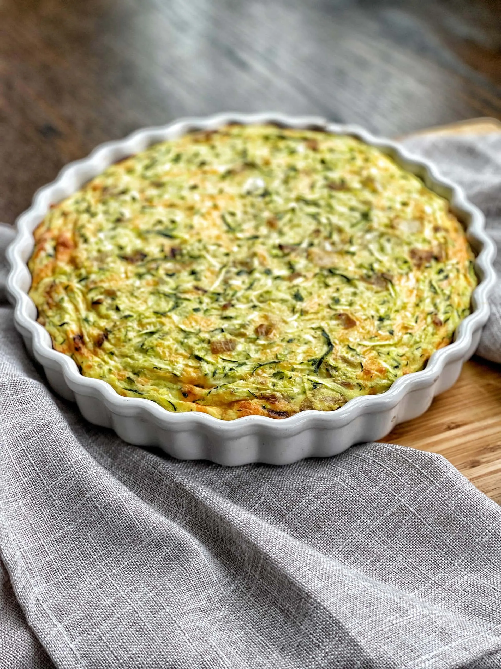 Zucchini Quiche with Hashbrown Crust