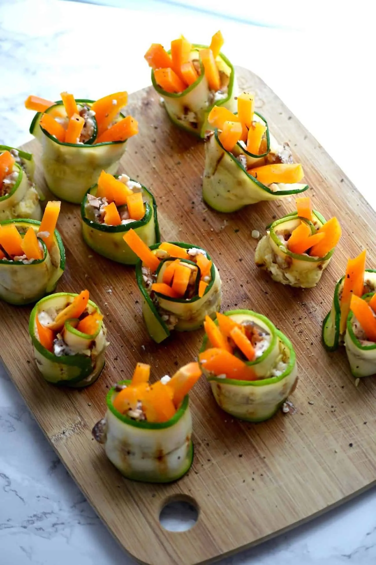 Zucchini Rolls with Almond and Avocado