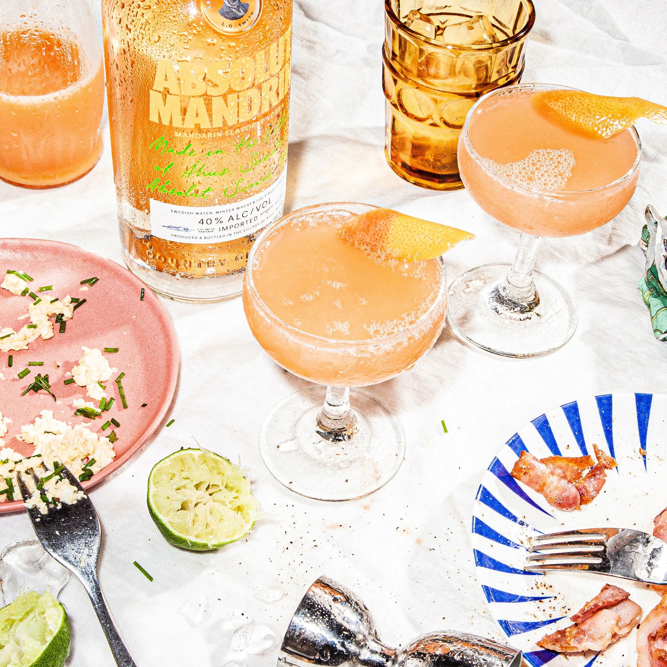 absolut vodka cured salmon with blood orange juice and li
