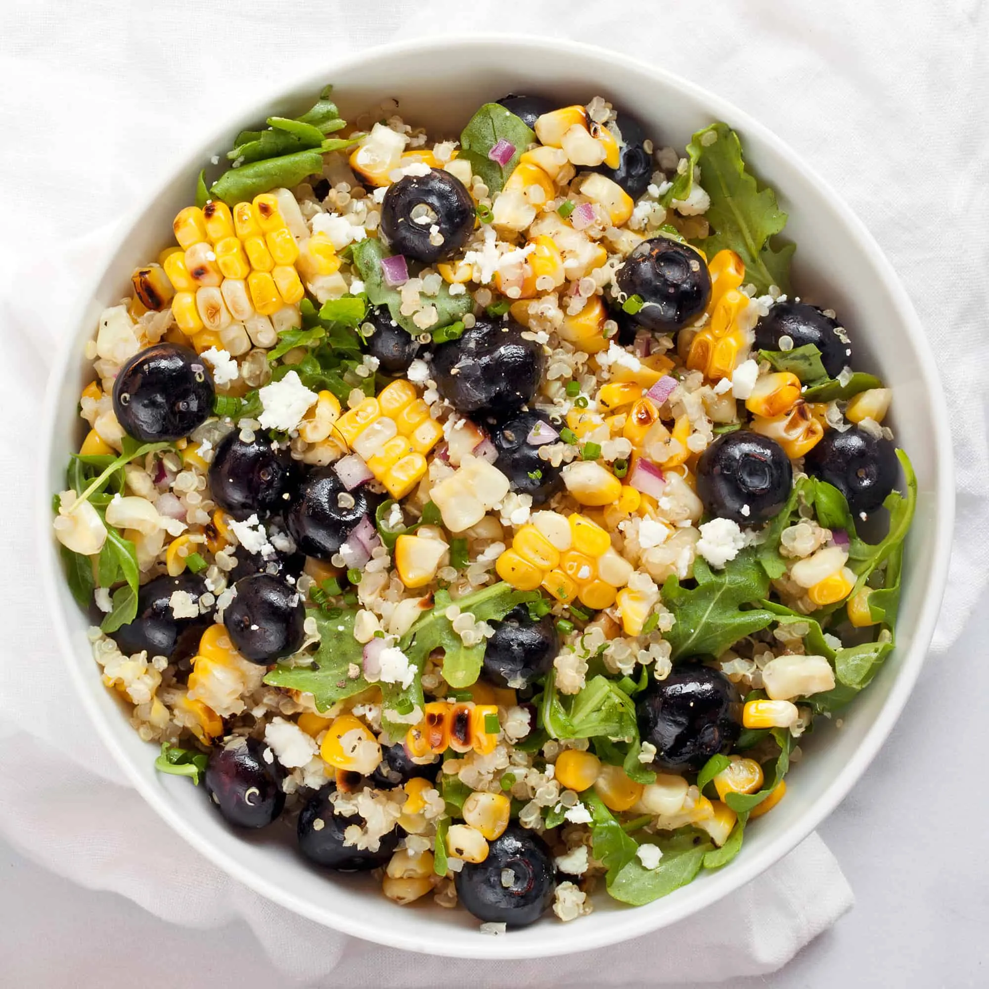 blueberry corn basil quinoa salad