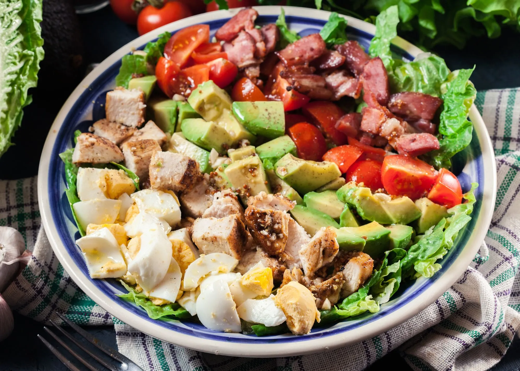 classic cobb salad with blue cheese dressing