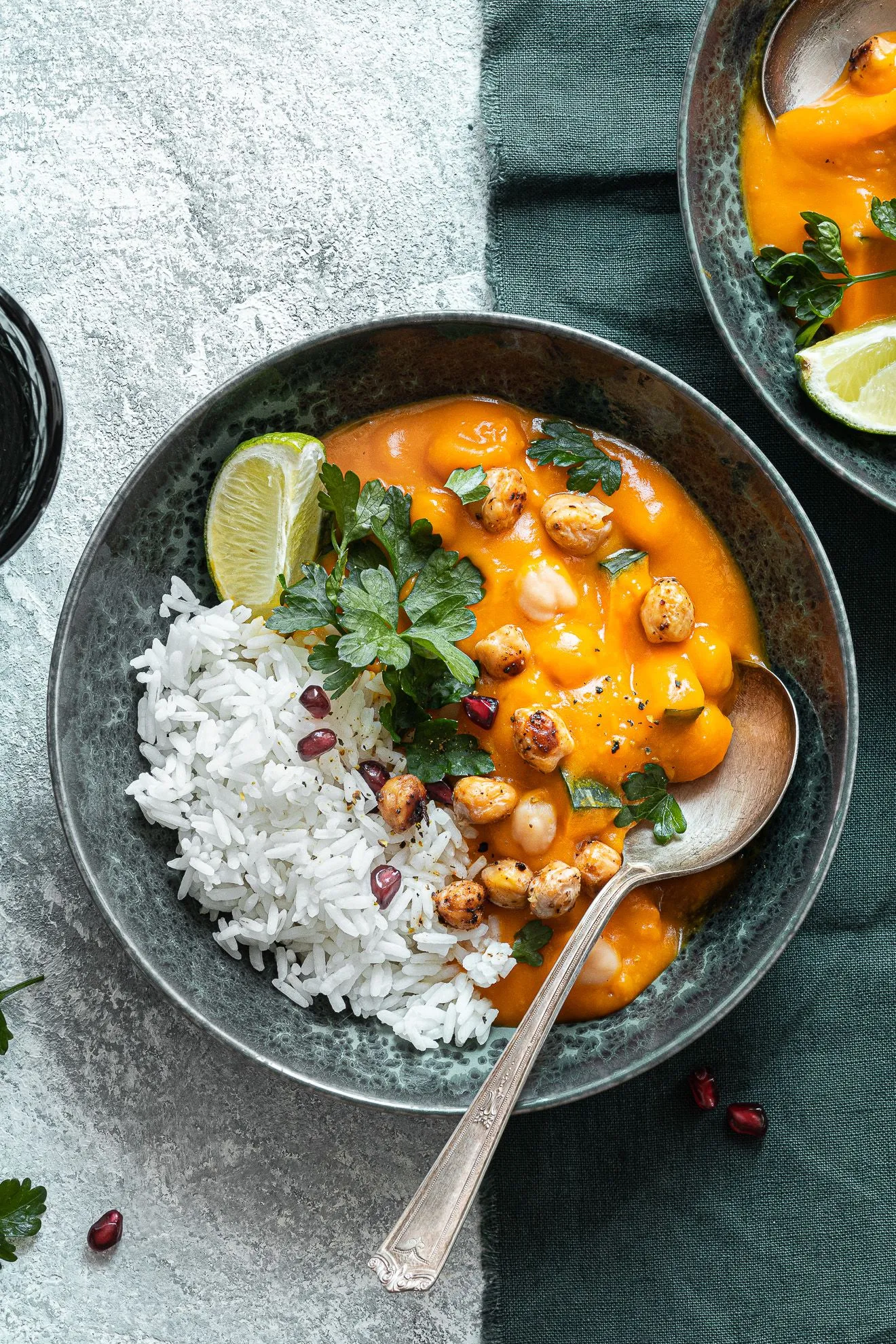 curry vegetariano con zucca e ceci