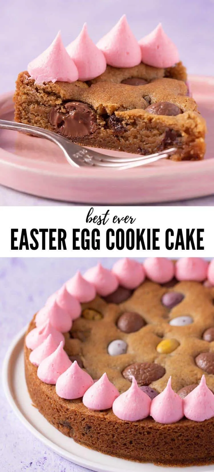 easter egg cookie cake with pink buttercream