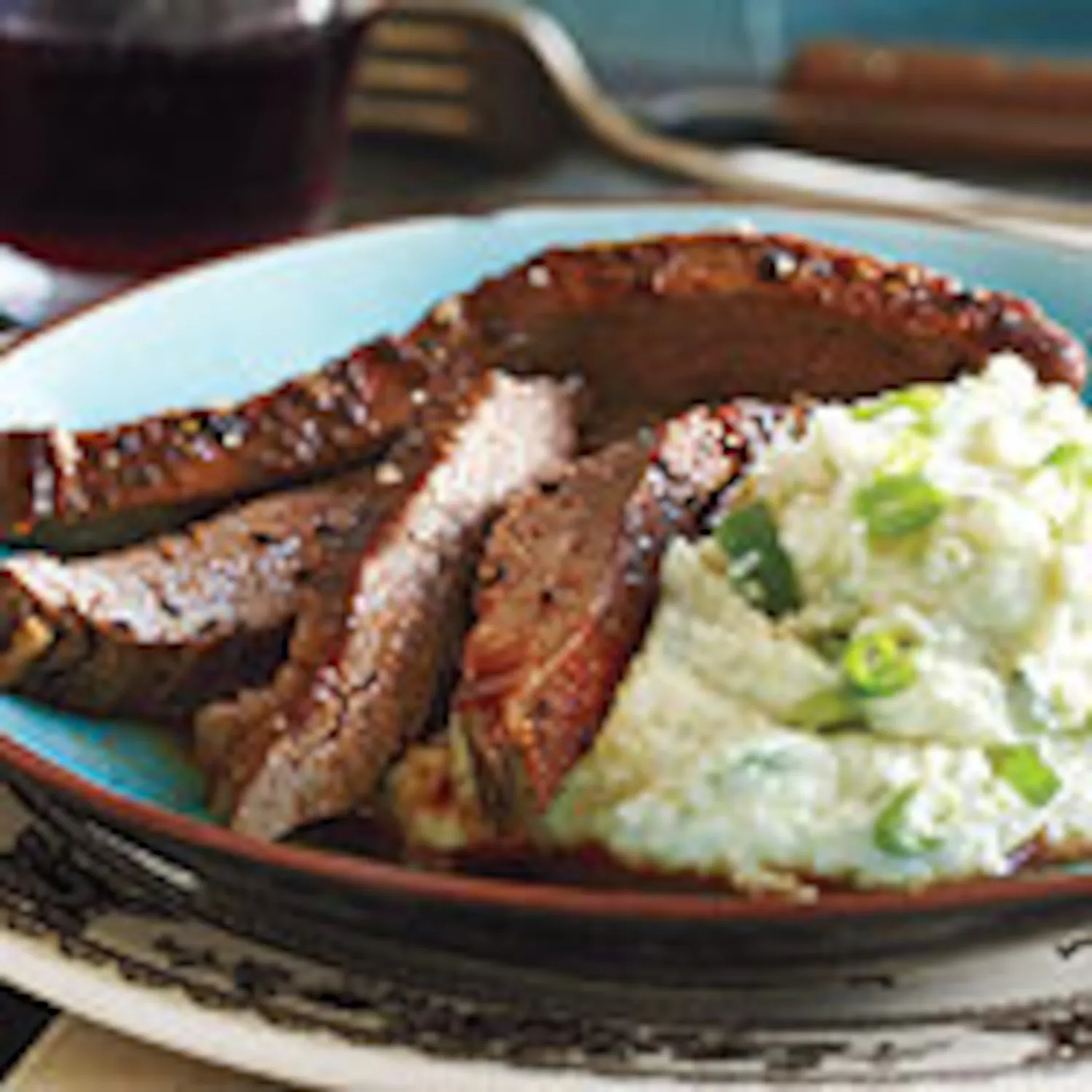 flank steak with creamy cauliflower gravy
