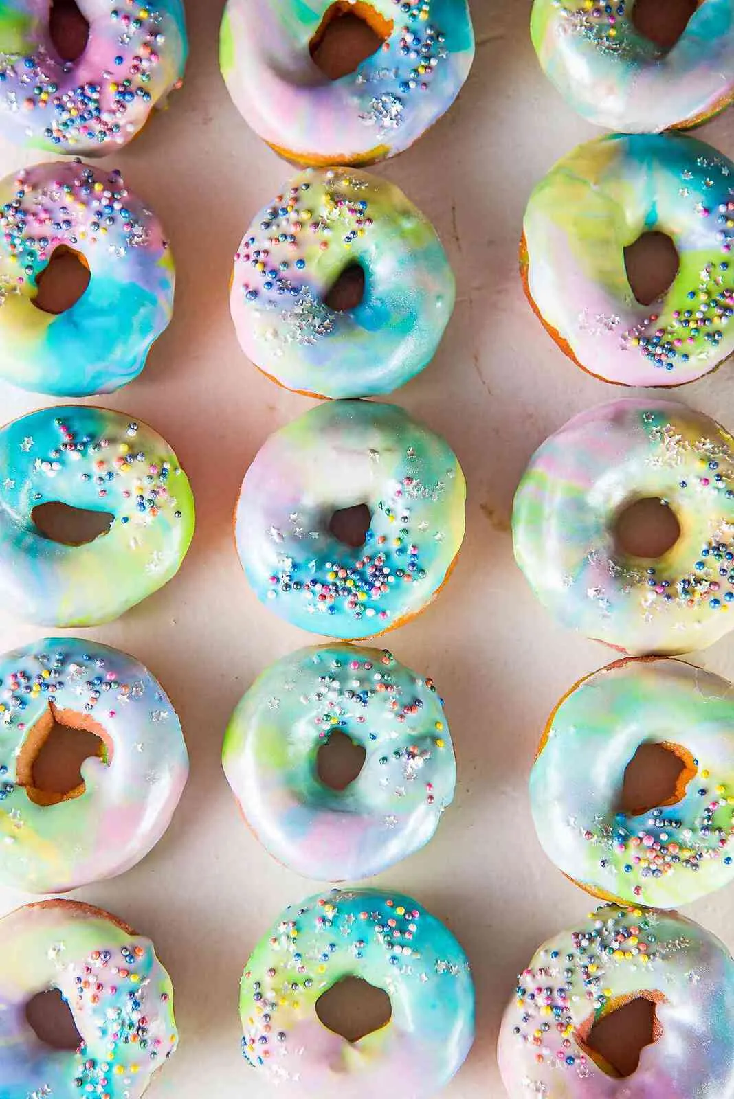 mini rainbow donuts unicorn glaze