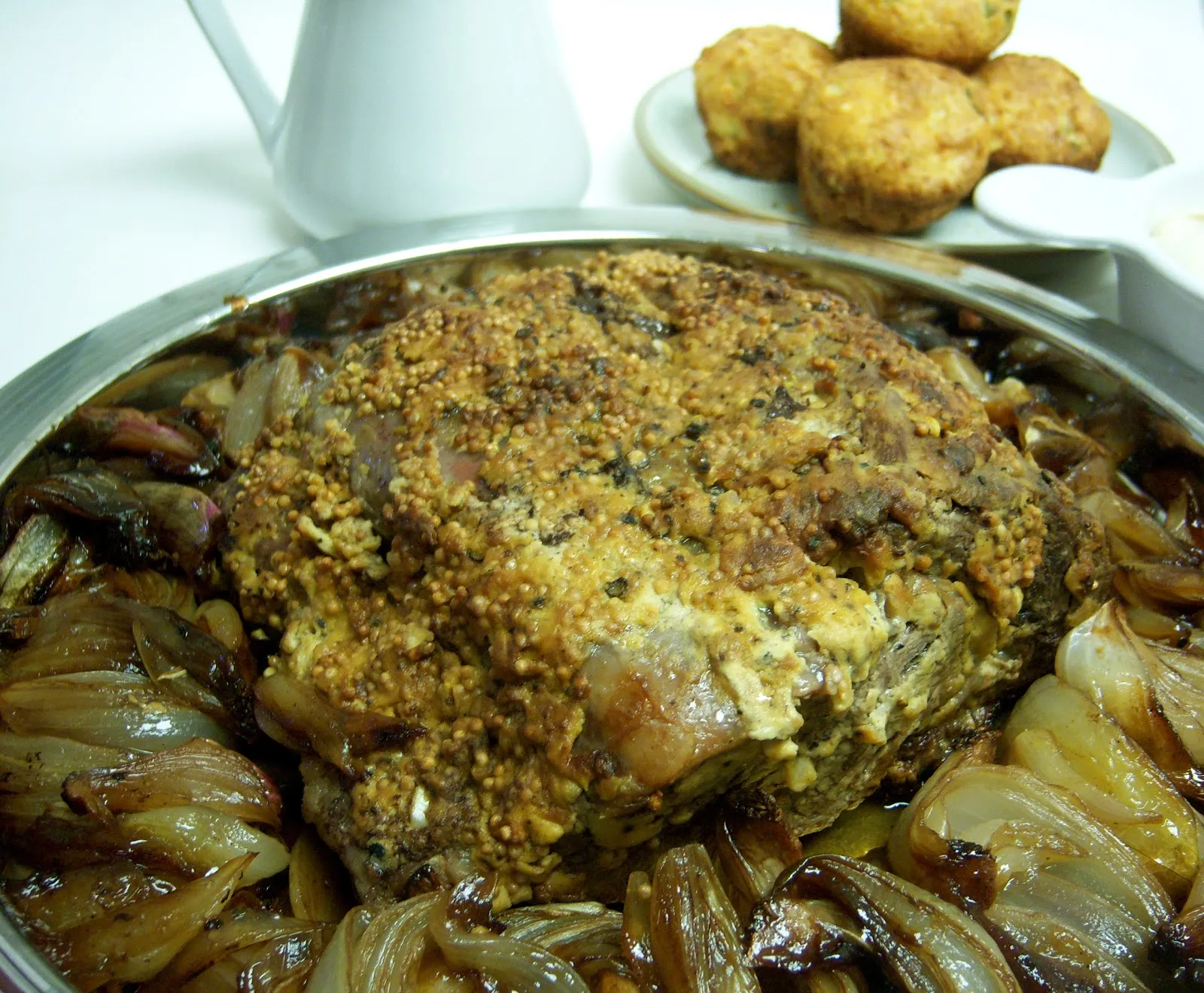 mustard seed crusted prime rib roast with dijon creme fraiche