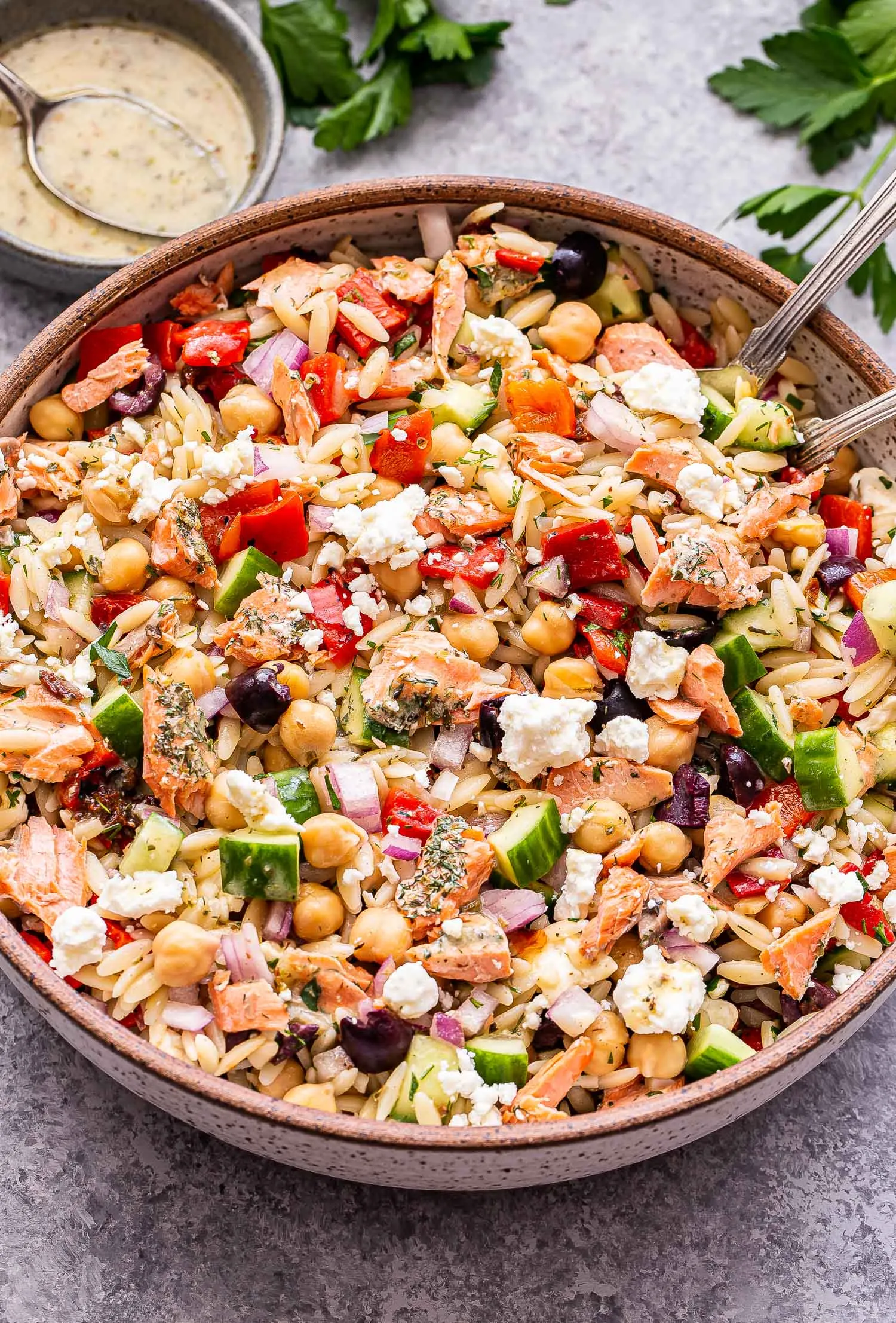 orzo pasta salad with salmon
