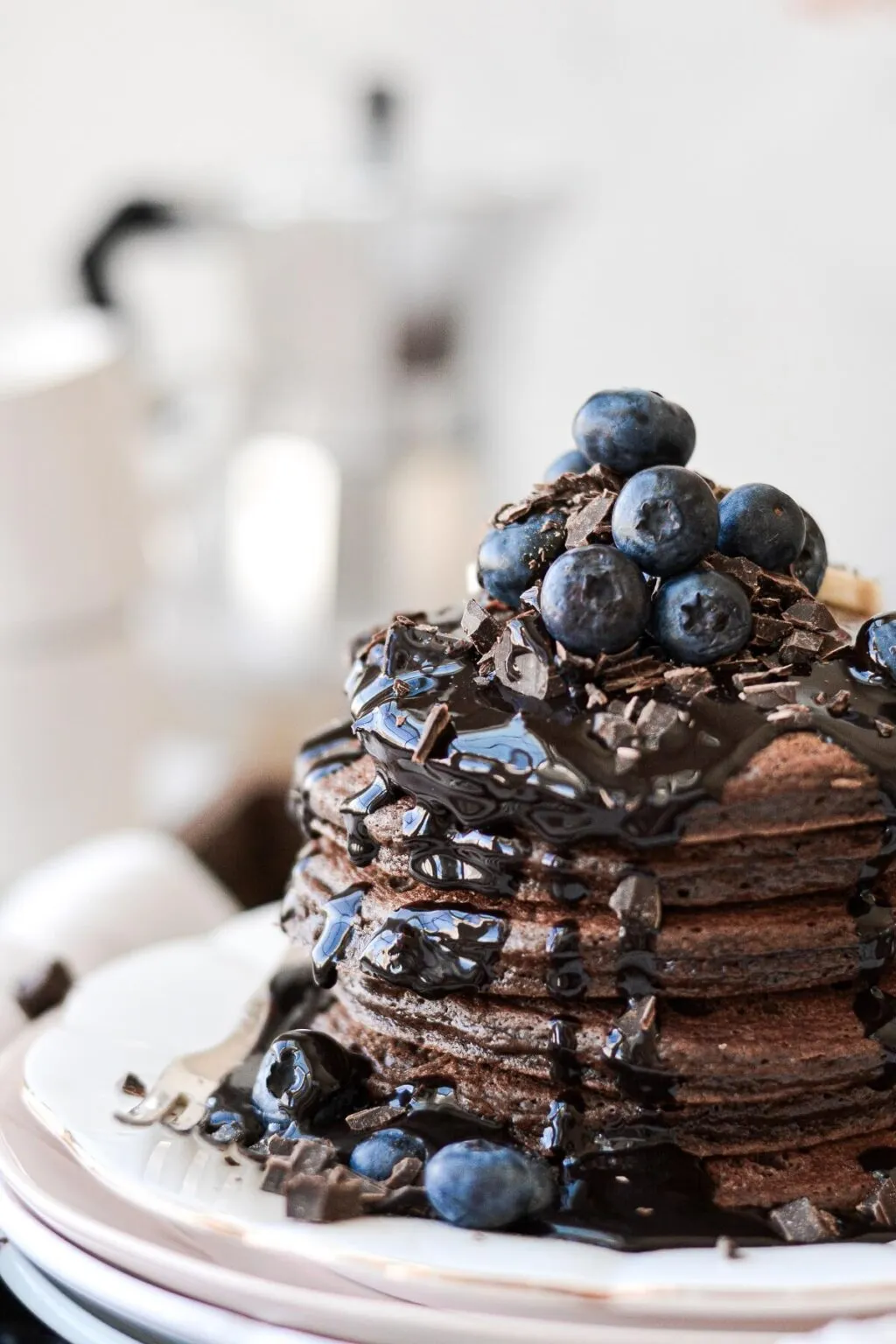 pancakes with cacao nibs coffee syrup