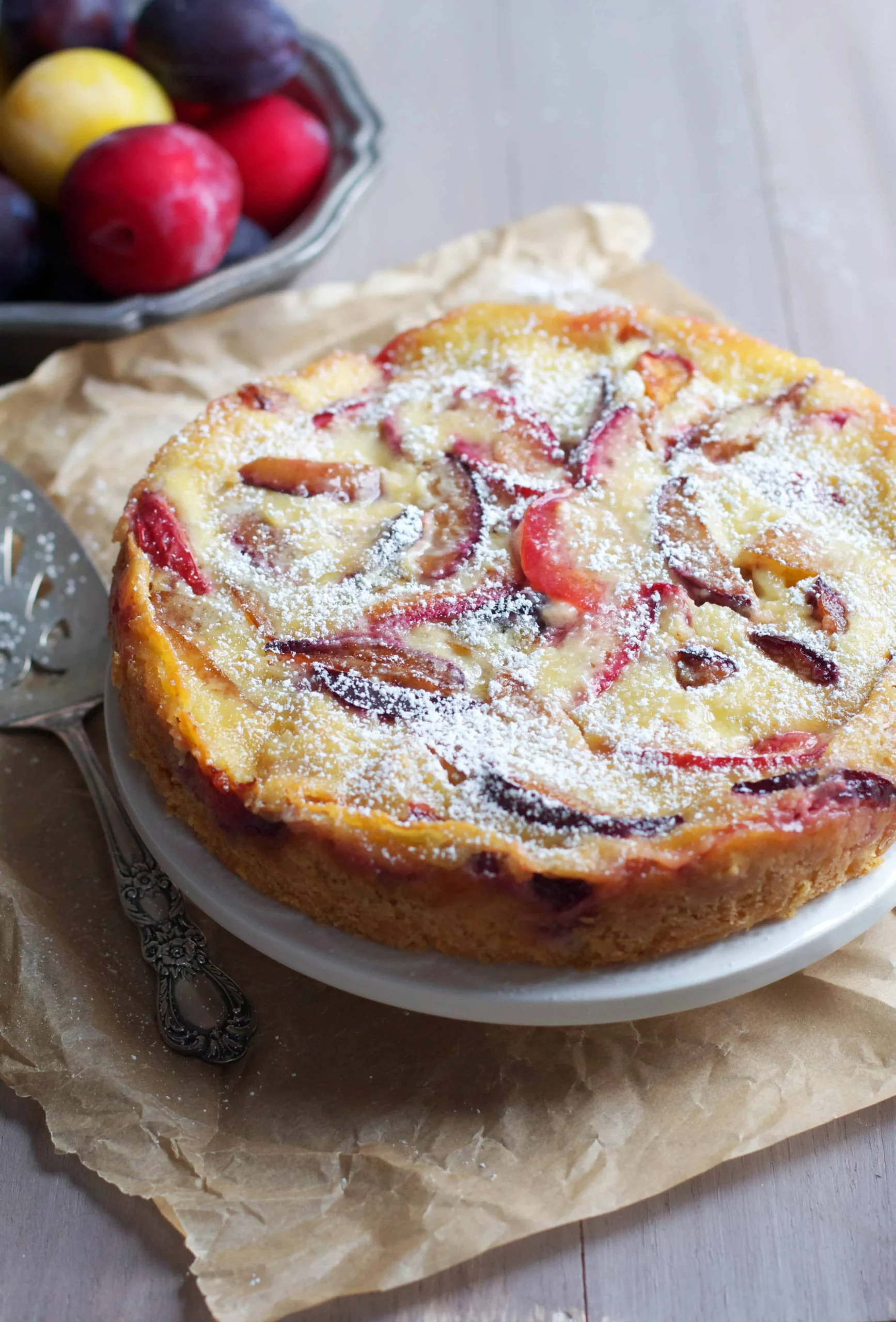 spiced plum custard cake