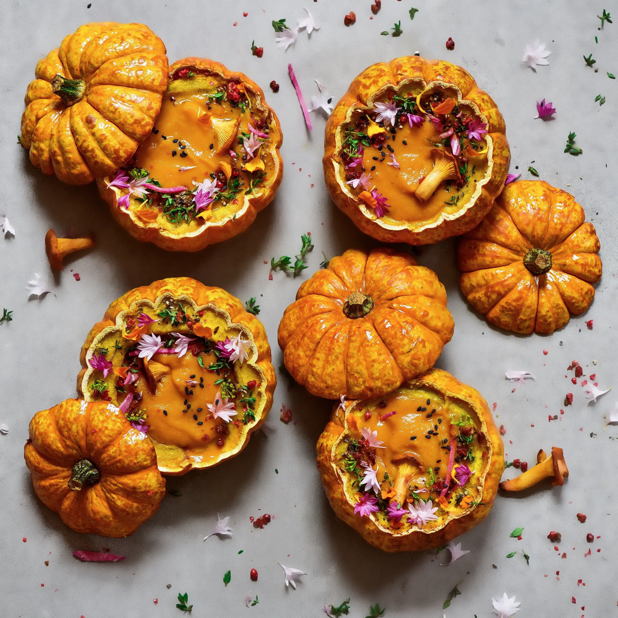 spiced pumpkin soup with ginger browned butter