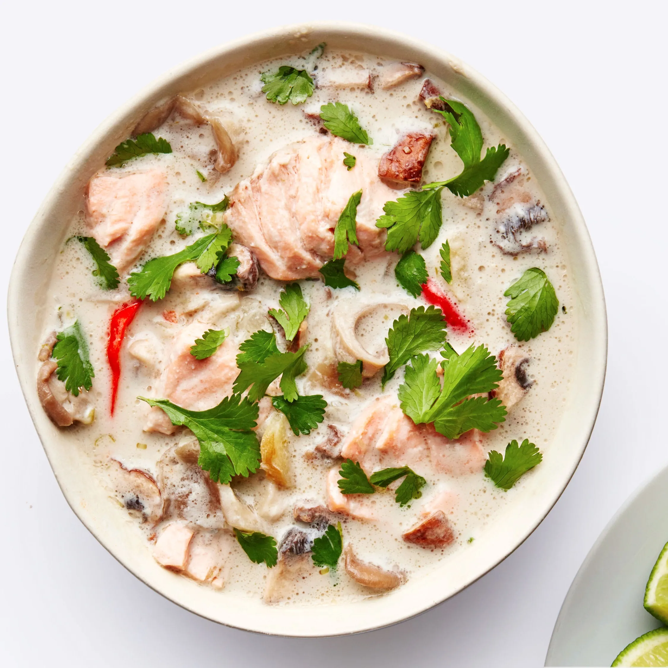 spicy coconut broth with tasmanian atlantic salmon and rice