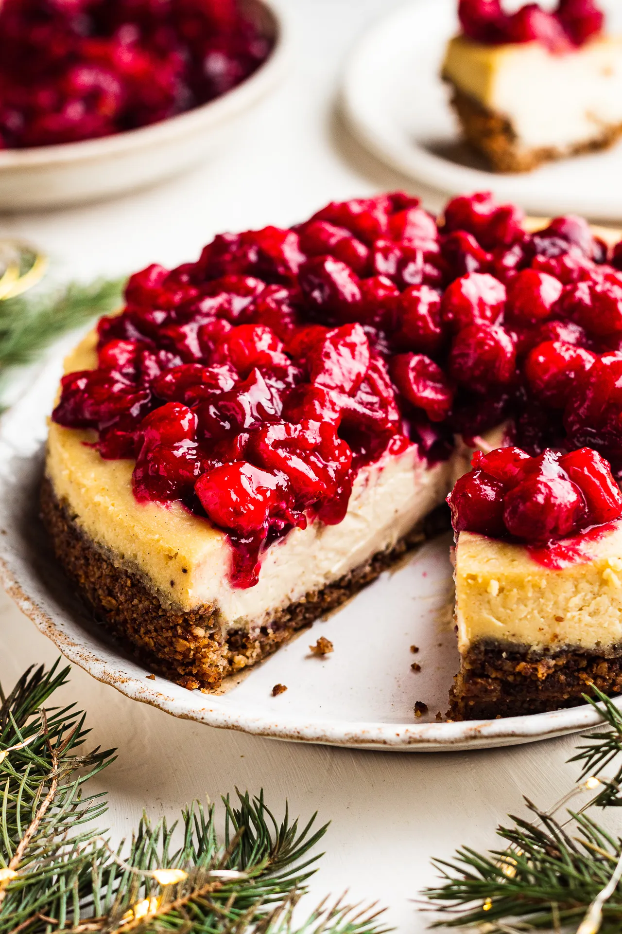 vegan no bake cranberry cheesecake