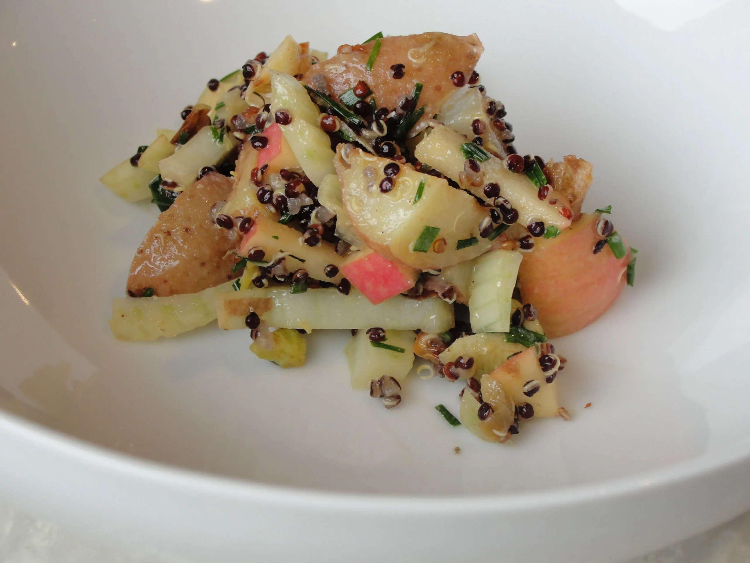 warm potato salad with apple and curry dressing