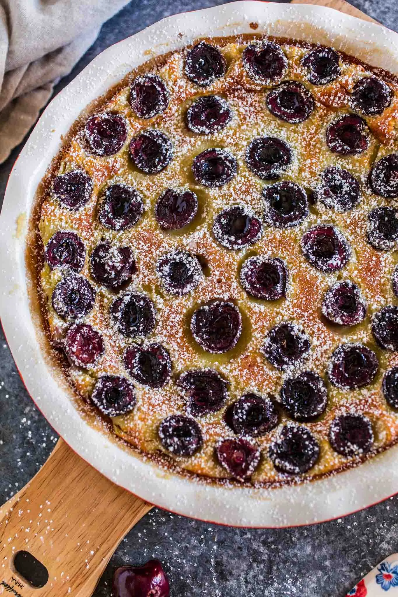 whole cherry clafoutis cherry custard tart classic french dessert
