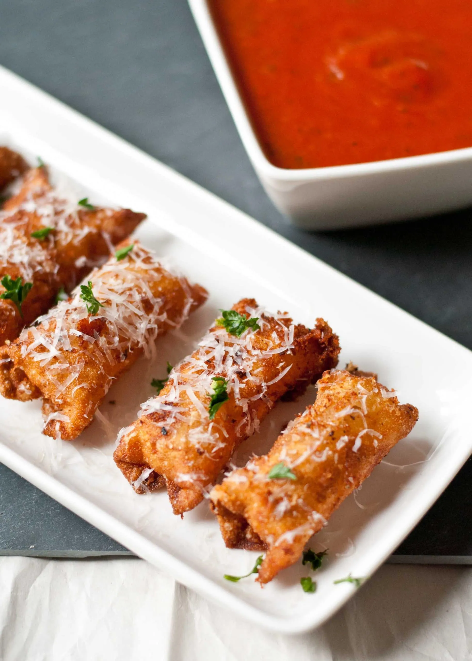 wonton wrapped cheese sticks